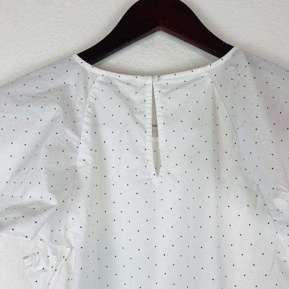 JOIE White Polka Dot Flutter Sleeve Ruffle Peplum Achava Top Small - Picture 9 of 16